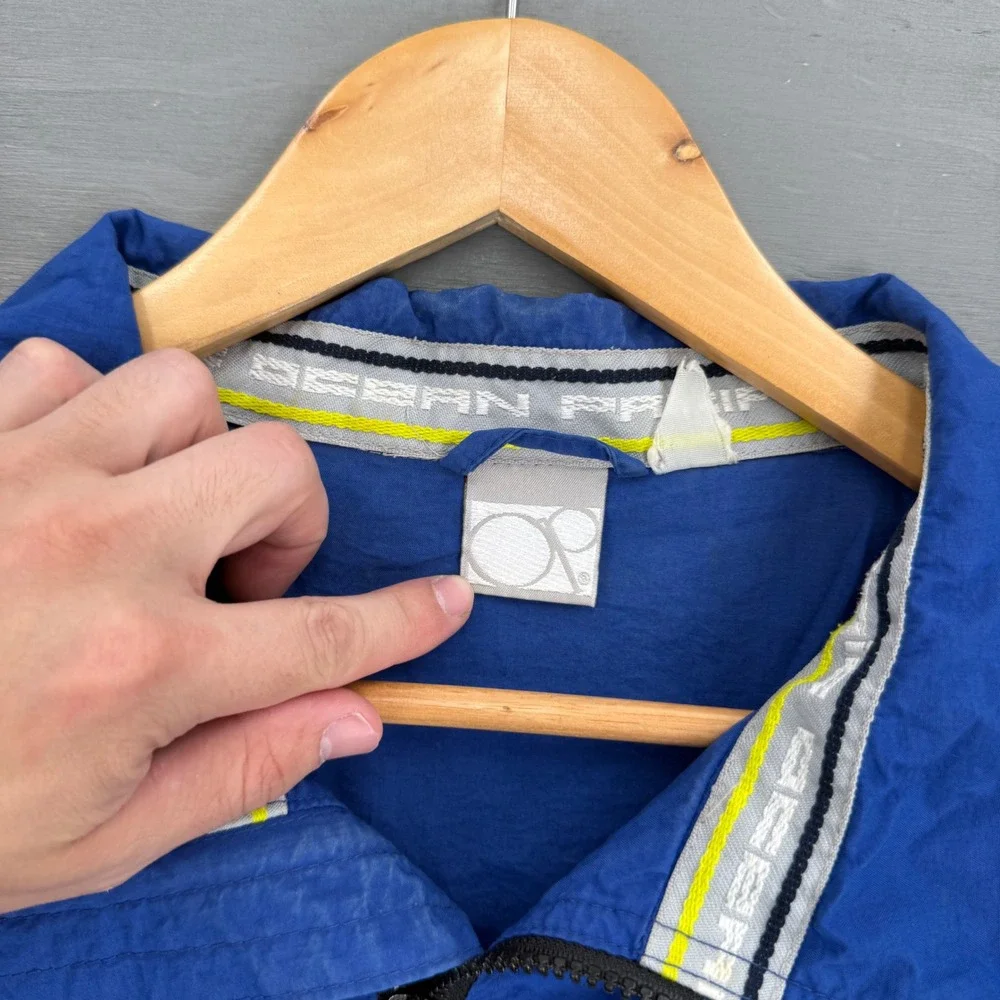 Ocean Pacific Windbreaker Jacket Blue‎ Vintage 90s Surf Pink Logo XL
